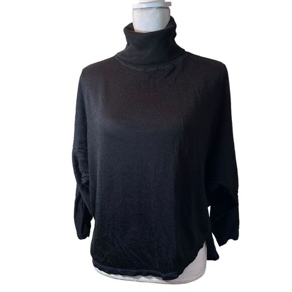 Vintage Michael Carrie Black Turtleneck 3/4 Sleeve Poncho Sweater Size Medium - Picture 2 of 11